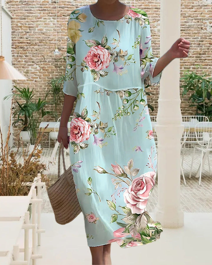 Miranda Elegante Bauchbedeckung Florales Kleid