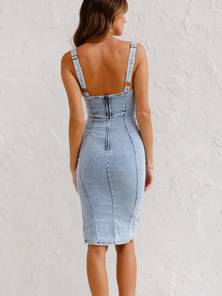 Mary Denim Kleid mit verstellbaren Trägern